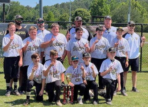 Clay County Jackets 12U team members are, front from left, Rhett Sellers, Jaxon Caruso, Bronc Woody, Gary Boyer and Henry Wadsworth; middle from left, Matthew Peck, Jack Bethel, Tucker Moore, Caden McClure, Camden Taylor and Malachi Lee; back from left, are coaches Cameron Bethel, Shea Taylor, Christopher Moore, Rob Peck and Davis Carter. 