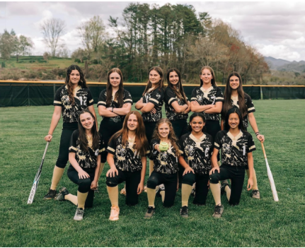 The Hayesville Middle School Lady Jacket softball team members are, front, from left, Bella Byers, Caroline Wade, MaKenna Moss, Richya Jackson and Lucy Trout; back, from left,  Kara Bauer, Candance King, Bree Wade, Addy Patterson, Brooklyn Smith and Micalynn McClure.