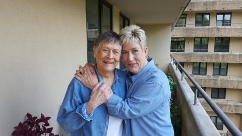 Photo by David Brown Catherine Brown embraces her mother Jean Henyon during a recent visit to Maryland to be with her mom.
