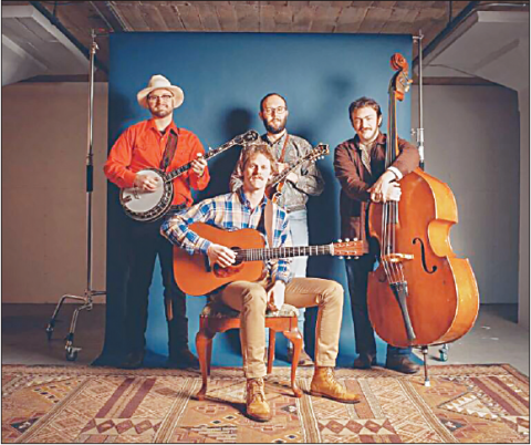 The Marshall Brown Bluegrass Band members are, front, Marshall Brown; back, John Duncan, Zeb Gambill and Jacob Brewer. They will be performing at 7 p.m. Saturday, July 27 at the Brasstown Community Center.