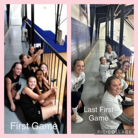 Photo by Mark Moore Most of the senior volleyball players, from front to back, are Mallory Peck, Phoebe Pietila, Maddie Graves, Madison Moore, Raylyn Taylor and Wood/Matheson.