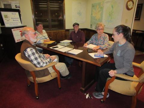 Mayor Joe Slaton, Councilwoman Benita England, Councilman Harry Baughn, Suzanne Hedden, Town Clerk/Finance Officer and Councilwoman Lauren Tiger discuss the evening’s agenda.