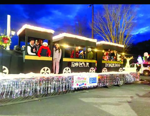 The Polar Express was among the extraordinary floats in Saturday’s Hayesville Christmas Parade which boasted a procession of about 80 entries including cars, side-by-sides, horses and marching band among the array of unique floats. The Polar Express took the award for Best Overall Float, representing the State Employees Credit Union.