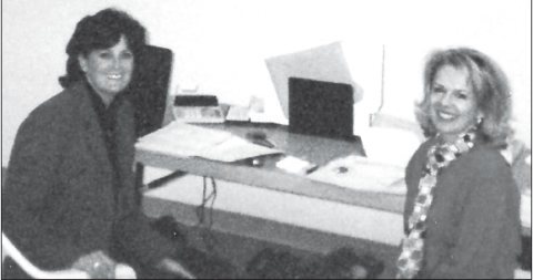 June York, right, is joined by long-time associate Clara Reffi tt in the earlier years of banking