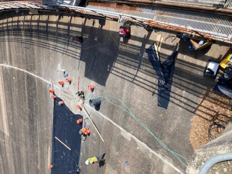 Marcia Barnes • Clay County Progress Work to repair spillway joints at Chatuge Dam were ongoing Friday, March 28 during a TVA media event held at the site.