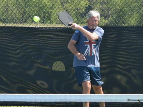  Photo by Sally Brock Simon Childs of Hayesville took Gold in the men’s singles Pickle Ball competition.