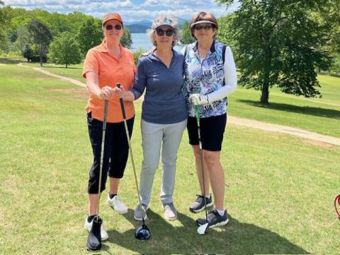 Chatuge Shores Ladies Golf League enjoying open day, from left: Mary Mott, Debra Estes and Martha Zimmer.