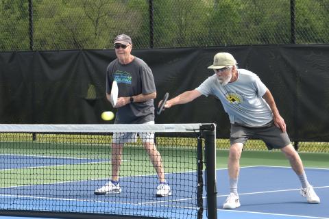 Sally Brock• Photo Harry Hearne and Jim Ackerly who compete regularly in doubles play in area tournaments won the Gold in their of the Senior Games.