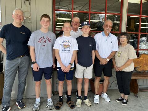  From left: Rob Tiger, triplets and nephews of Don, Alexander Rice, William Rice and Thomas Rice; Lynn Greear, friend Bill Thurman and Sandy Zimmerman.
