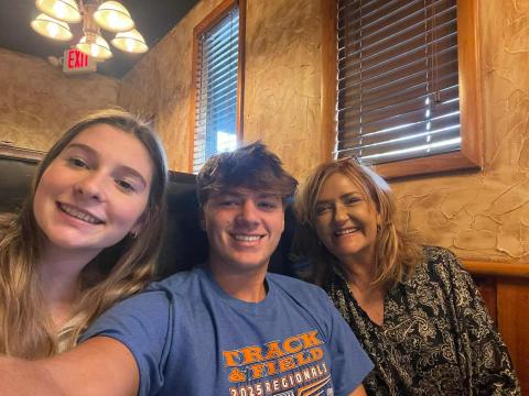 Rock Bottom Recovery and Support Junior Board members from left, Leah Thomas and Landon Trout, stop for some lunch with RBRS founder Stacie Ledford, as the three record data to help make the organization evidence-based.