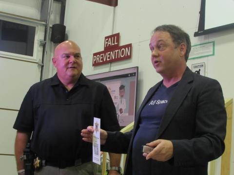 Lorraine Bennett • Clay County Progress From left, Chief Deputy Todd Wingate and Virtual Storefront founder Tobin Brogunier address the Disaster Preparedness Workshop.