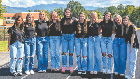 HHS Homecoming Court 2025: From left, Bella Duran, Lily Chastain, Briley Clampitt, Grace Gibson, Kayla Brown, Ava Shook, Raelynn Wood, Skylar Lockaby, Kateylnn Smith and Leah Thomas