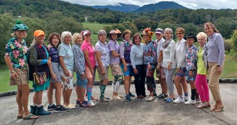 From left, Paula Stratton, Kay Duff, Karen Miret, Nancy Outlaw, Des Jarret, Mary Mott, Retha Hart, Tomi-Sue Mayor, Martha Zimmer, Marguerite Wilson, Nancy Evans, Glenda Geddings, Jean Sullivan, Linda Miles, Ann Chotner, Karen Whitaker and Diana Azor enjoy a day of golf at Mountain Harbour.