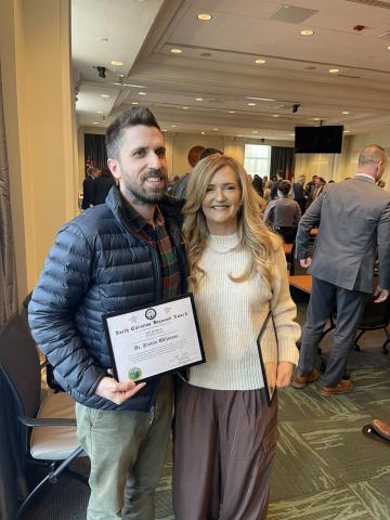 Photo submitted Clay County residents, Dr. Travis Williams and Rock Bottom Recovery and Support founder Stacie Ledford, received the North Carolina Attorney General's Dogwood Award for their exemplary work in western North Carolina opioid recovery work.