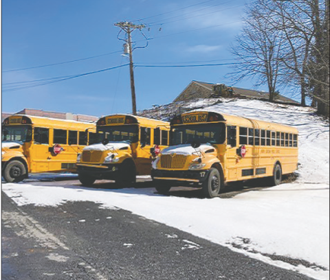 Clay County school buses remained parked on Monday and Tuesday in the aftermath of the weekend snow. School resumed on Wednesday.