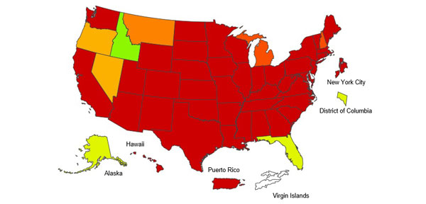 The CDC flu map shows 44 states, including North Carolina, with high rates of influenza.