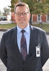 (Photo by Becky Long) Superintendent Dale Cole is settling in his new role at the helm of Hayesville schools