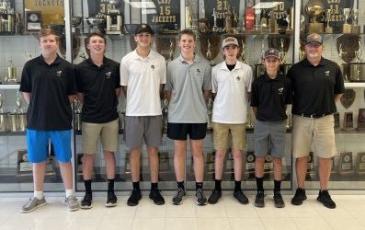 The 2022 Hayesville High School Golf team members are, from left, Josh Collins, Zac Anderson, Seth Hedden, Nathan Plemmons, Tyler Fuller, Connor Pullum and Coach Bryan Hedden.