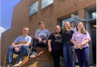 From left, Jacob Christiansen, Dallyn Rhea, Madison Bright, Grace Gibson, Wyatt Eggelston and Ann Gibson were selected as the HHS Marching Band Leadership Team.