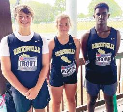 From left, Landon Trout, Blaire Hedden and Will Brown qualified for the state meet.