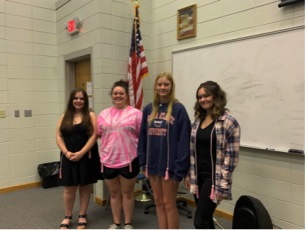 Seniors honored with a pink graduation cord are, from left, Bethany Lugo, Breanna “Burna” McGough, Serina Penland and Alex Perez.