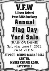 VFW Auxiliary Annual Flag Day Yard Sale