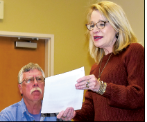 Becky Long • Clay County Progress County Manager Debbie Mauney explains a new rate structure for Clay County Emergency Services to Dwight Penland and other commissioners. The 9 percent increase in the fee schedule was approved Jan. 5