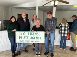 Deby Jo Ferguson • Clay County Progress From left, June West, Dave West, Charlee Simonds, Amy Satterfield and Ron West at the N.C. License Plate Agency are open and ready to serve customers in the newly remodeled location.
