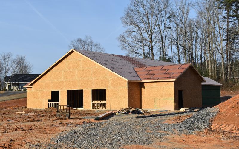 (Becky Long • Clay County Progress) The future home of Hayesville Family Practice is being built on Highway 69, adjacent to United Community Bank in Hayesville.