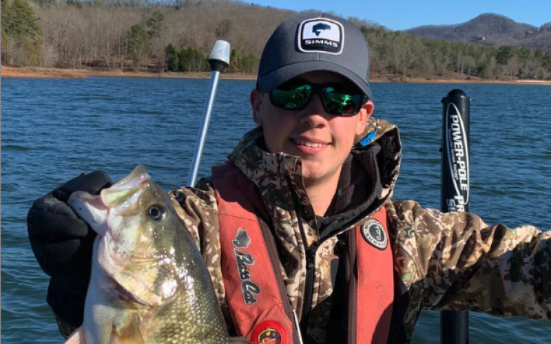 Hayesville senior, Caz Anderson, shows off a nice largemouth he brought up from the depths in February.