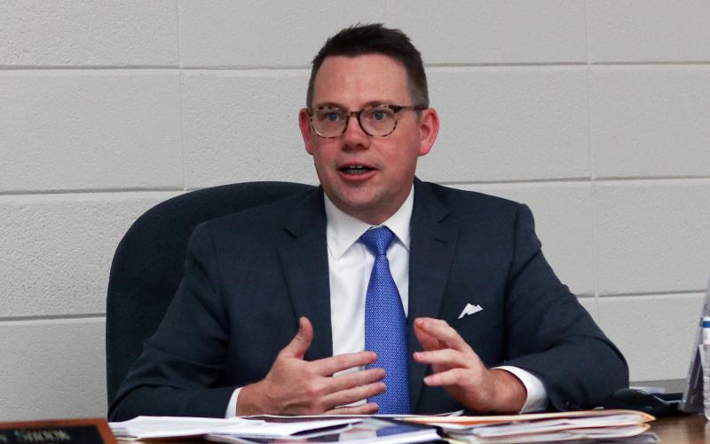 (Jared Putnam • Clay County Progress) Clay County School Superintendent Dale Cole discusses Social and Emotional Learning during the Clay County Board of Education meeting on Monday in Hayesville