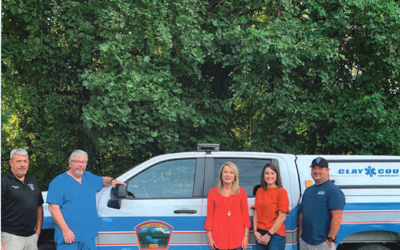 From left, Emergency Management Director Ricky Lancaster; Clay County EMS Training Officer and Chatuge Family Practice Community Paramedic Jeff Ledford; County Manager Debbie Mauney; Interim Health Director Clarissa Rogers and Clay County Community Paramedic Ben English have been spearheading the planning and implementation of the facility.