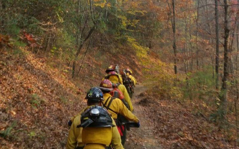 Firemen on the mountain during the Boteler Fire in November of 2016.
