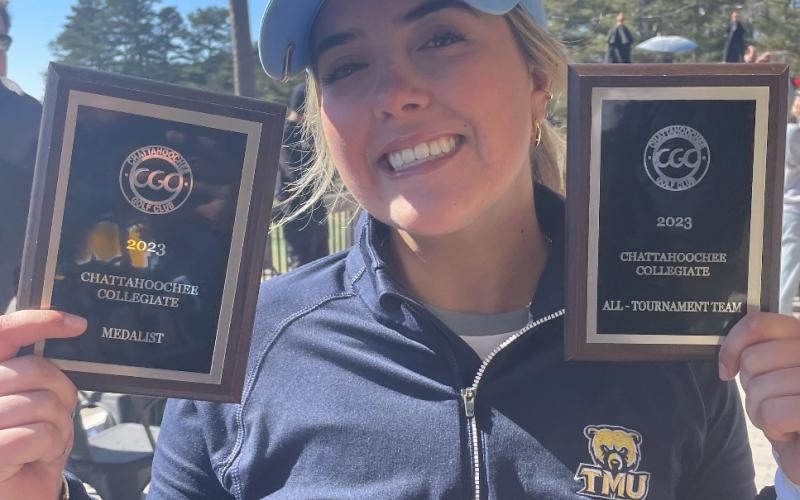 Jala Stamey, 2021 graduate and former golfer at HHS has won her first college golf tournament.