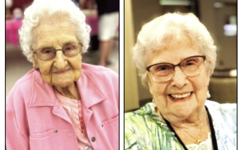 Ruth Penland, left, and Sue Crittenden, right, will have a drop-in celebration for  their birthdays from 2-4 p.m. Saturday, June 17 at First Baptist Church in Swannanoa, N.C. Penland will be 105 on June 18 and Crittenden will be 100 on August 2. Anyone who would like to attend will be welcomed. The family requests no gifts.