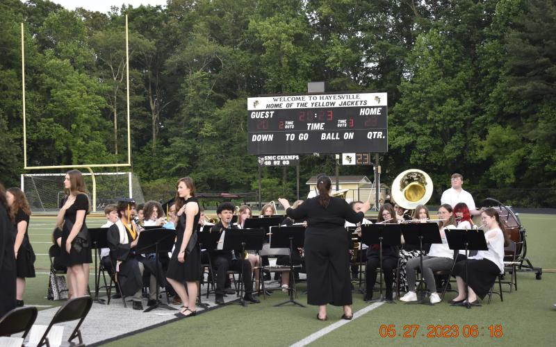 The Hayesville High School Band performs the “Star Spangled Banner.”