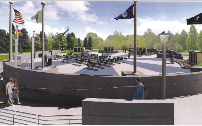 A conceptual drawing of the future Veterans Memorial Park located at the entrance to the current veterans park. Groundbreaking is slated for spring 2024. Donations are still needed to reach the goal of having the park open by next Veterans Day.