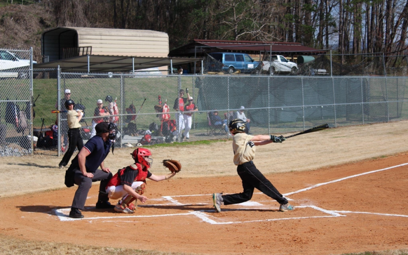 Brooke Reynolds • Clay County Progress Rhett Sellers fouls one off at the plate against Andrews.