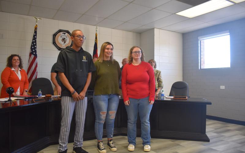 Marcia Barnes • Clay County Progress Three teacher cadets who received recognition during the Clay County Schools Board of Education meeting are, from left, Shaun Plummer, Abby Taylor and Miriam Canup.